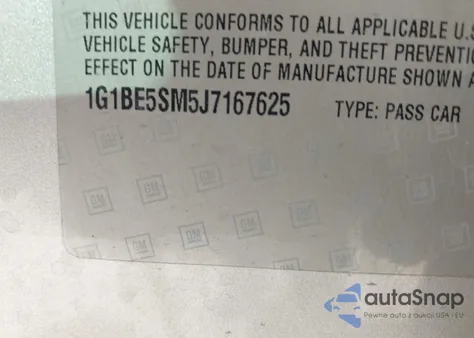 2018 Chevrolet Cruze Lt Auto из США, поврежденный, VIN 1G1BE5SM5J7167625